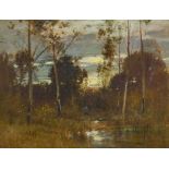 PARTON, ERNESTHudson/New York 1845 - 1933 LondonForest landscape.Öl auf Holz,sig. u. dat. (18)95 u.
