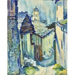 PORGES, CLARABerlin 1879 - 1963 SamedanGasse in Soglio (Bergell).Aquarell,sig. u.l.,55,5x44 cm (LM)-