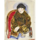 BARRAUD, MAURICE1889 Genève 1954Femme assise.Aquarell über Bleistift,sig. u.r.,53x41 cmBlatt minim