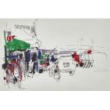 PLATTNER, HERMANN1909 Bern 1997Strassenszene.Tusche und Aquarell,sig. u.r.,13x20 cm, gerahmt- - -