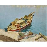 VITTINI, GIULIOAncona 1888 - 1968 HyèresKnabe auf Fischerboot.Öl auf Hartplatte,sig. u.r.,27x35