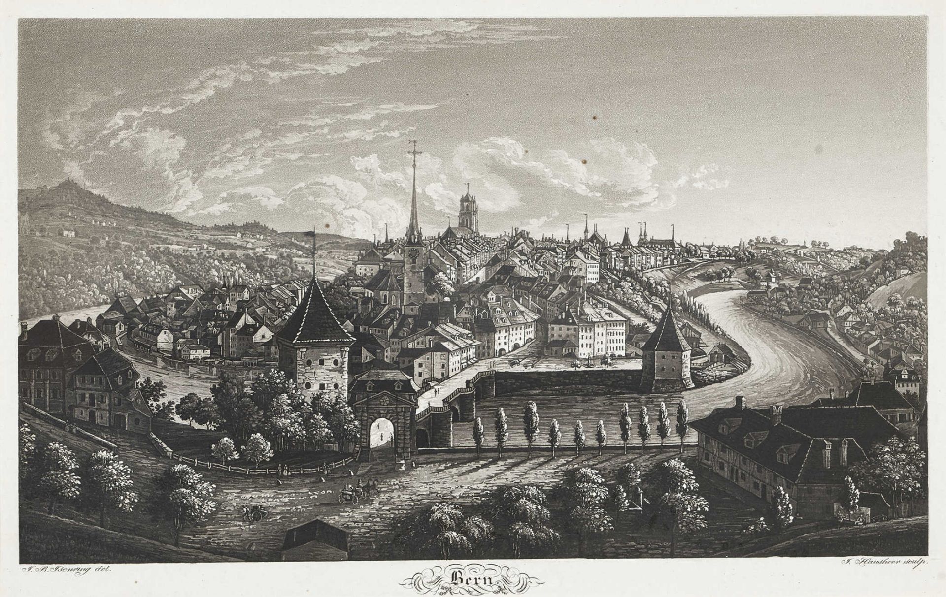 ISENRING, JOHANN BAPTISTLütisburg 1796 - 1860 St. GallenBern.Aquatinta,bez. "J.B. Isenring del." u.