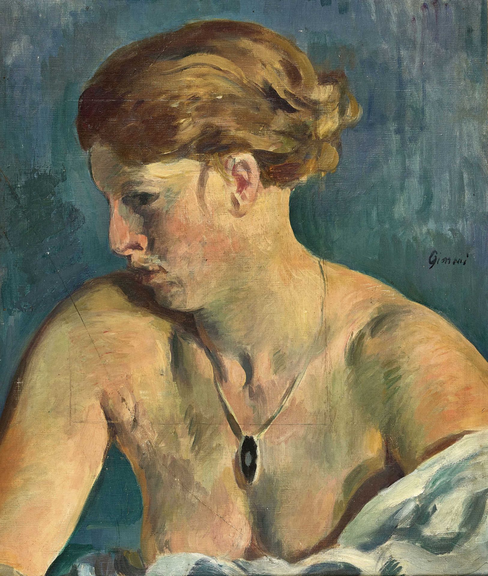 GIMMI, WILHELMZürich 1886 - 1965 ChexbresPortrait d'une femme.Öl auf Leinwand, auf Malkarton,sig.