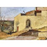 CINI, ALFREDOFlorenz 1887 - 1970 SierreDevant la porte du château de Sion.Öl auf Holz,sig. u.l.,35,