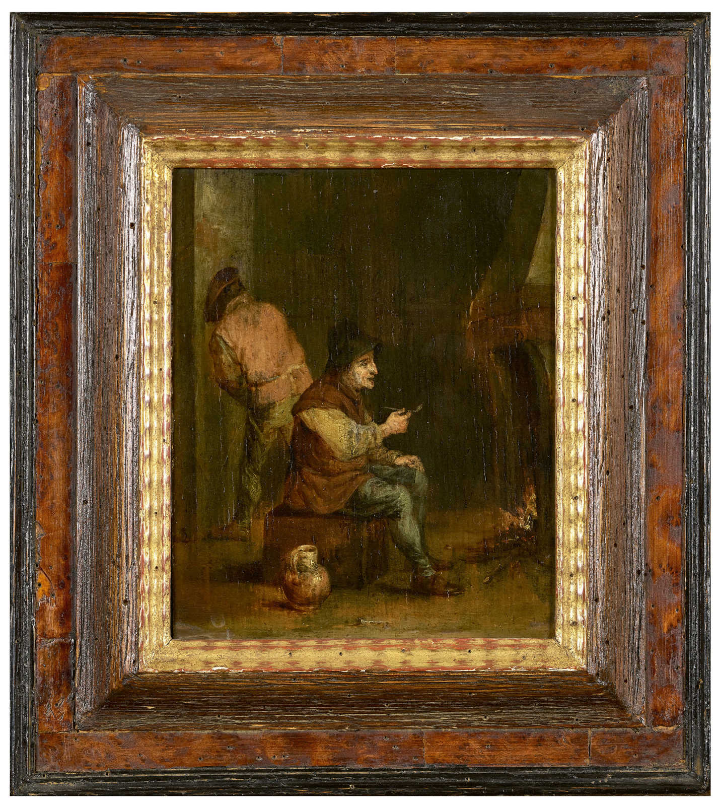 TENIERS, DAVID IIAntwerpen 1610 - 1690 BrüsselKopiePfeifenraucher am Kaminfeuer.Öl auf Eichenholz, - Image 2 of 5