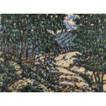 DEUTSCHLAND, 20. JH.Winterlicher Waldweg.Öl auf Leinwand,undeutl. bez. u.r.,71x96 cm- - -22.00 %