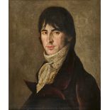 FRANKREICH, 19. JH.Brustporträt eines Mannes mit Halsbinde.Öl auf Leinwand, doubliert,57x46,5