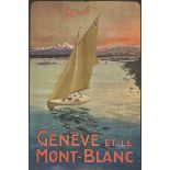 ANONYMGenève et Le Mont-Blanc.Farblithografie,bez. "Richter",102x66 cm (BG)Blatt mit Quer- und