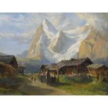 ZELGER, JAKOB JOSEPHStans 1812 - 1885 LuzernDer Eiger von Mürren aus.Öl auf Leinwand, auf