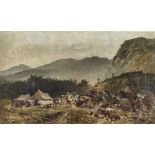 FRANKREICH, 19. JH.Der Überfall.Öl auf Leinwand,mgr. "P (...)" u. dat. (18)91(?) u.l.,27x45 cm- - -