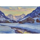 FINK, WALDEMAR THEOPHIL1883 Bern 1948Winterabend bei Gstaad.Öl auf Leinwand,sig. u. dat. 1941 u.