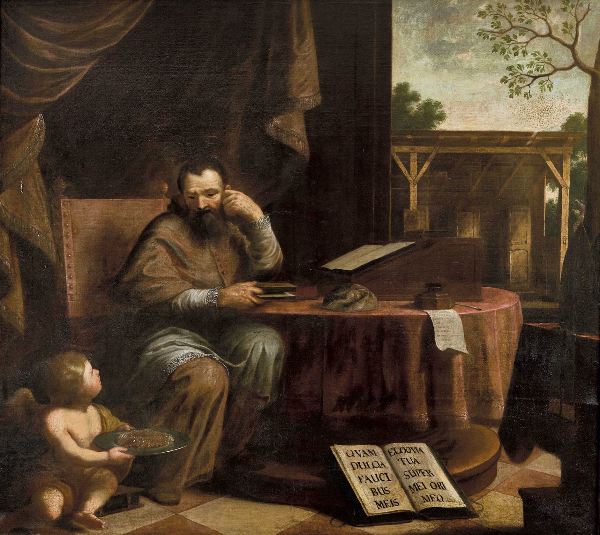 ITALIEN, 17. JH.Der Heilige Augustinus.Öl auf Leinwand, doubliert,148,5x167,5 cm- - -22.00 % buyer's