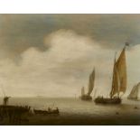 VLIEGER, SIMON JACOBSZ DERotterdam um 1600 - 1653 WeespUmkreisSegelschiffe auf ruhiger See.Öl auf