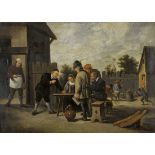 TENIERS, DAVID IIAntwerpen 1610 - 1690 BrüsselNachSpielende Bauern.Öl auf Leinwand, doubliert,