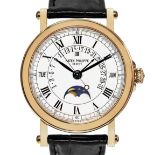 PATEK PHILIPPEArt Deco-style gentleman's wristwatch "Perpetual Calendar".Manufacturer/Manufaktur: