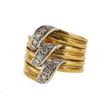 BRILLANT-RINGCartier, Paris.Elegantes Bicolor-Modell aus Gelb- und Weissgold 18 kt. Die breite,