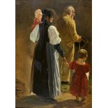 GIRARDET, KARLLe Locle 1813 - 1871 ParisDer Sonntagsgang.Öl auf Malkarton,mgr. u.r., verso