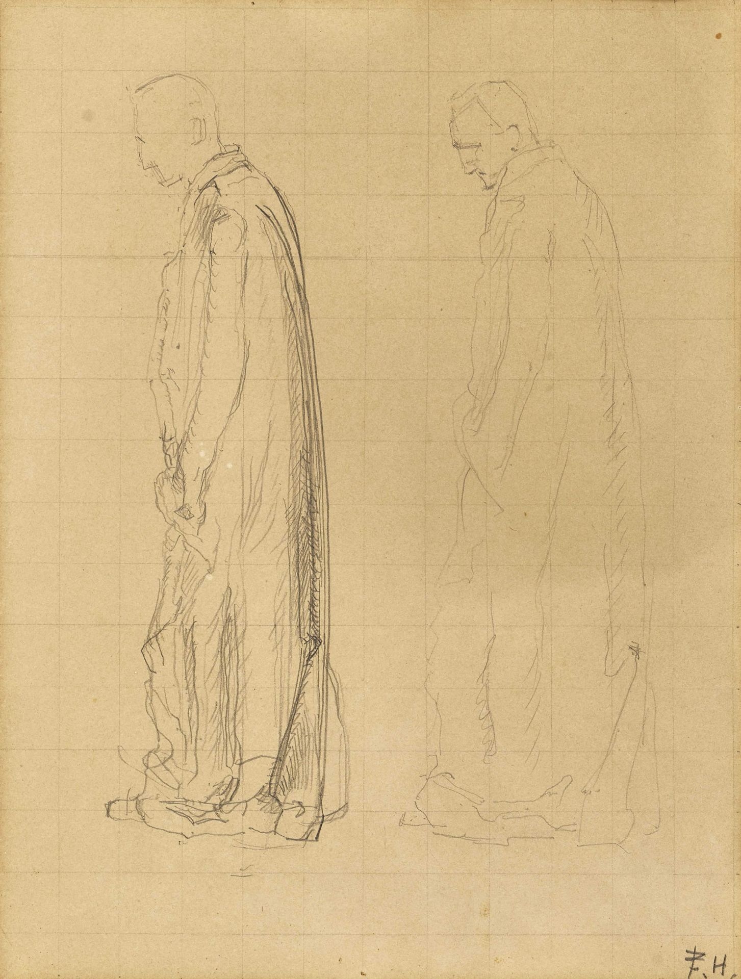 HODLER, FERDINANDBern 1853 - 1918 GenèveStudie zu "Eurythmie".Bleistift,mgr. u.r.,32x24 cm (