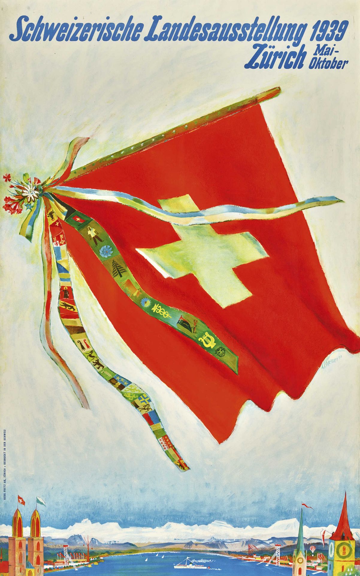 CARIGIET, ALOIS1902 Trun 1985Schweizerische Landesausstellung 1939.Farblithografie,im Stein sig.