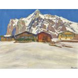 ANNELER, KARLThun 1886 - 1957 WichtrachWinterliche Alp mit Wetterhorn.Öl auf Leinwand,sig. u.r.,