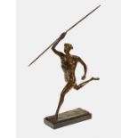 PERINCIOLI, MARCEL1911 Bern 2005Speerwerferin im Anlauf.Bronze, patiniert,a. Sockel sig. "