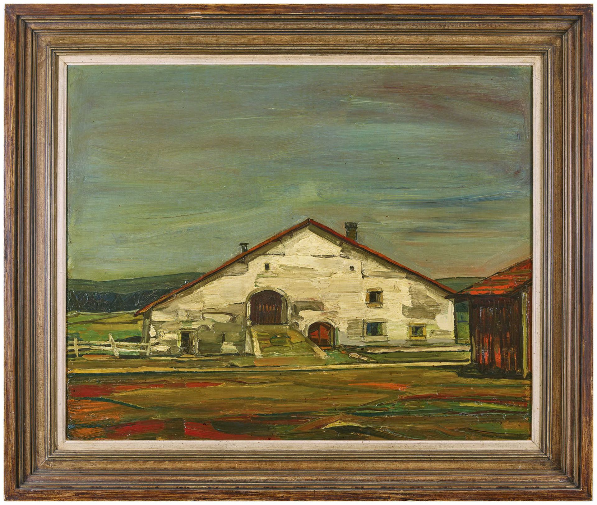 SCHNYDER, ALBERT1898 Delémont 1989La Grande Ferme.Öl auf Leinwand,verso a. Künstler-Etikett sig., - Bild 2 aus 4