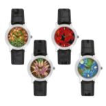 PATEK PHILIPPESet of 4 cloisonné wristwatches "Flowers", limited edition.Manufacturer/Manufaktur: