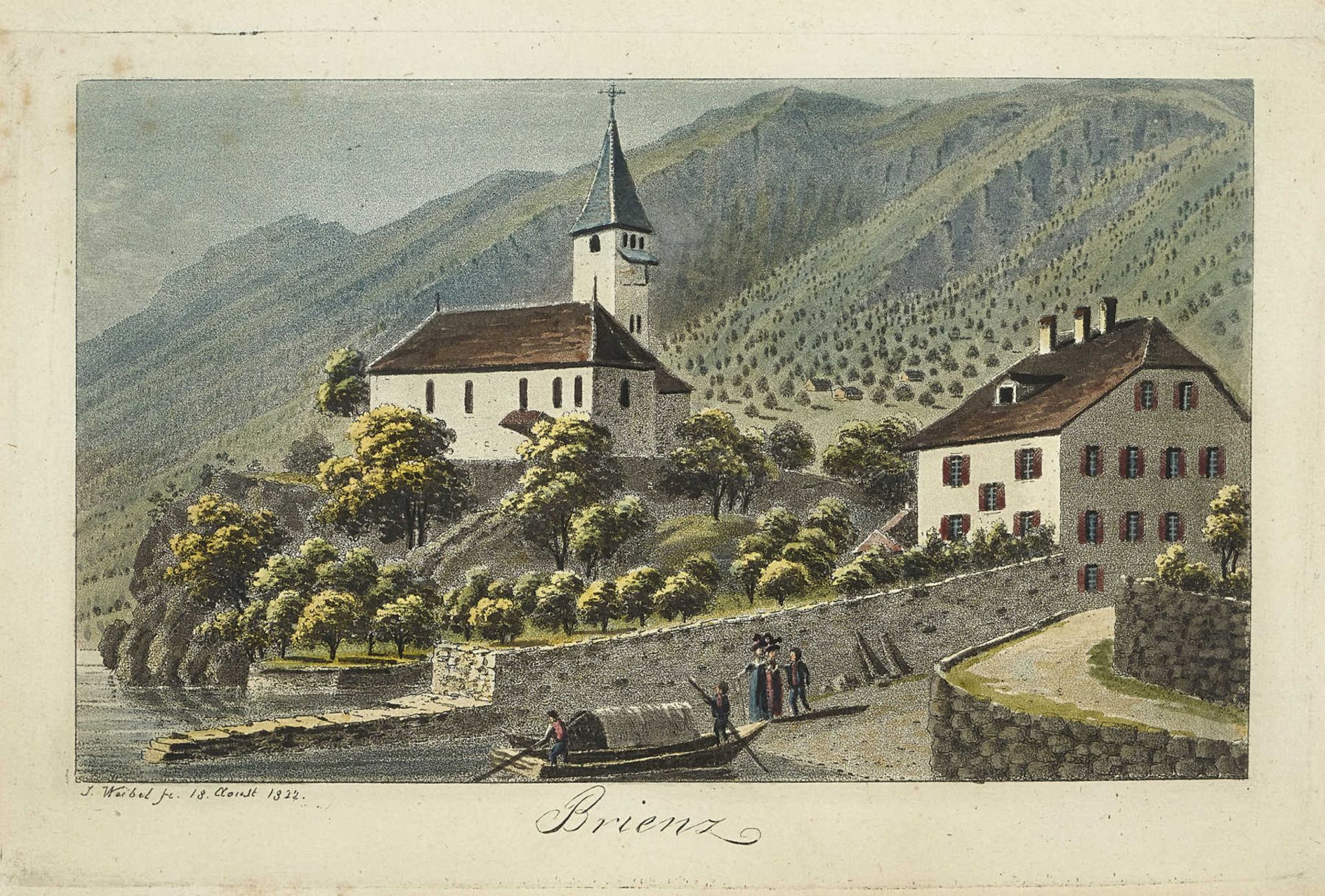 WEIBEL, JAKOB SAMUEL1771 Bern 1846Konvolut.2 Blätter aus "Bernische Landpfarrhäuser": 1. "Brienz". - Bild 3 aus 3