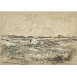 LIEBERMANN, MAX1847 Berlin 1935Weite Landschaft.Kohle, gehöht,sig. u.r.,25,5x36,5 cm (BG)- - -22.