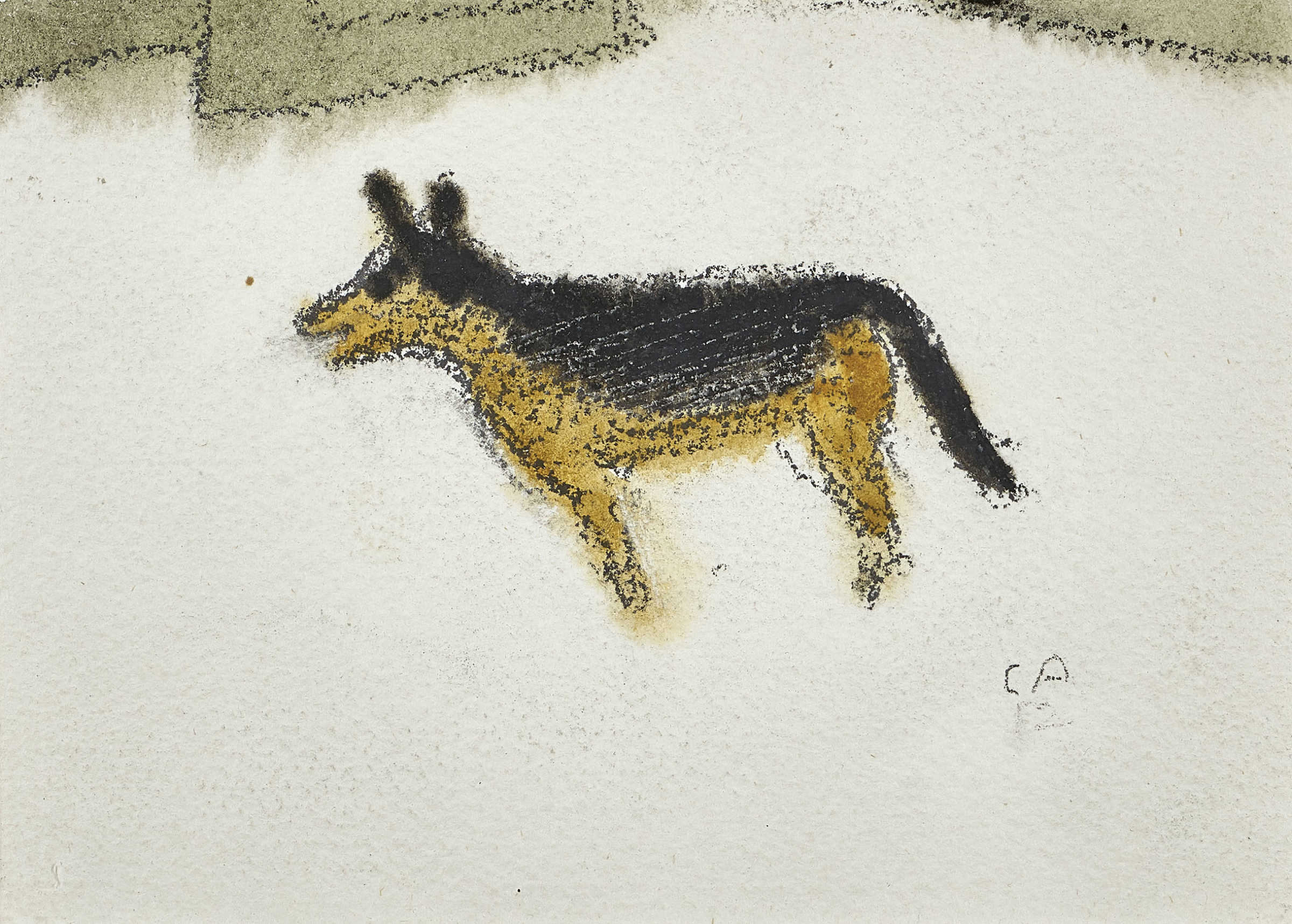 AMIET, CUNOSolothurn 1868 - 1961 OschwandHund im Schnee.Aquarell über Bleistift,mgr. u.r., verso