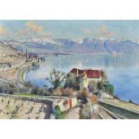 LÉPINARD, PAULVesdun 1887 - 1963 LausanneChâteau de Glérolles au Lac Léman.Öl auf Leinwand,sig. u.