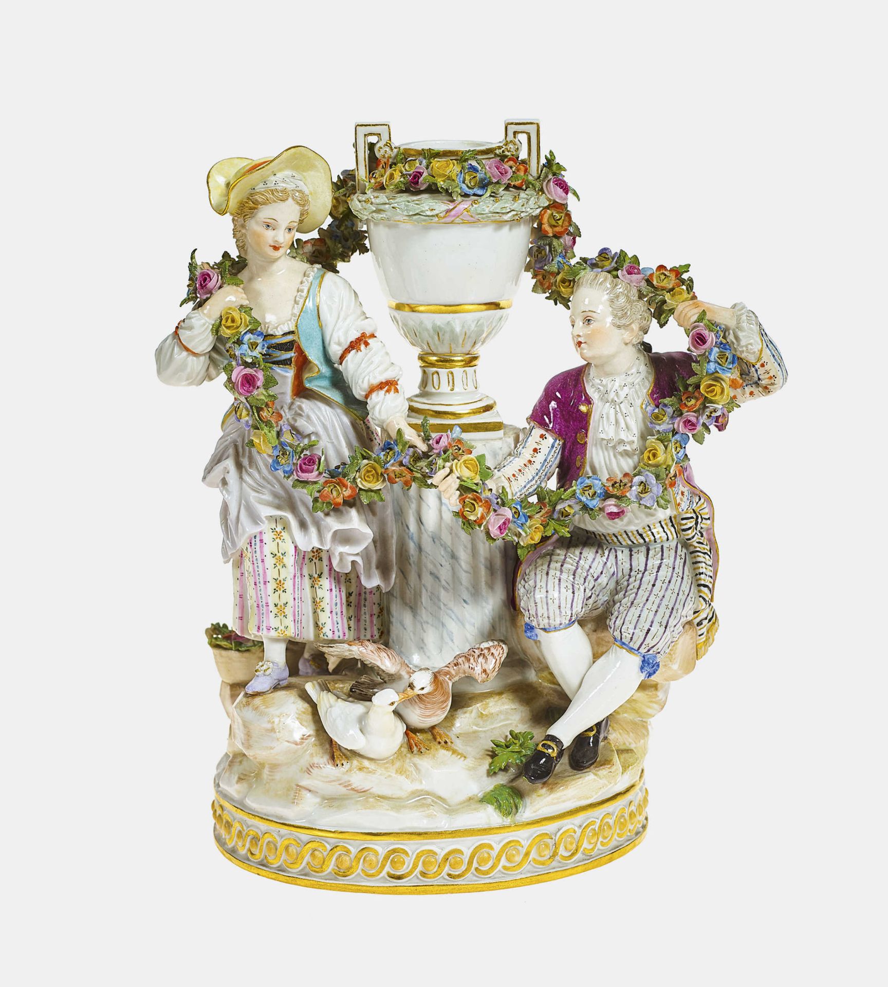 FIGURENGRUPPEMeissen, um 1870 (Königliche Porzellan Manufaktur).Liebesgruppe.Porzellan, polychrom