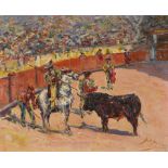 AGUILAR CASADO, ANTONIOBarcelona 1871 - 1931Der Stierkampf.Öl auf Leinwand,sig. u.r.,29x36 cm- - -