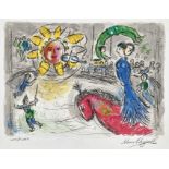 CHAGALL, MARCWitebsk 1887 - 1985 Saint-Paul-de-VenceSonne mit rotem Pferd.Farblithografie,sig. u.r.,