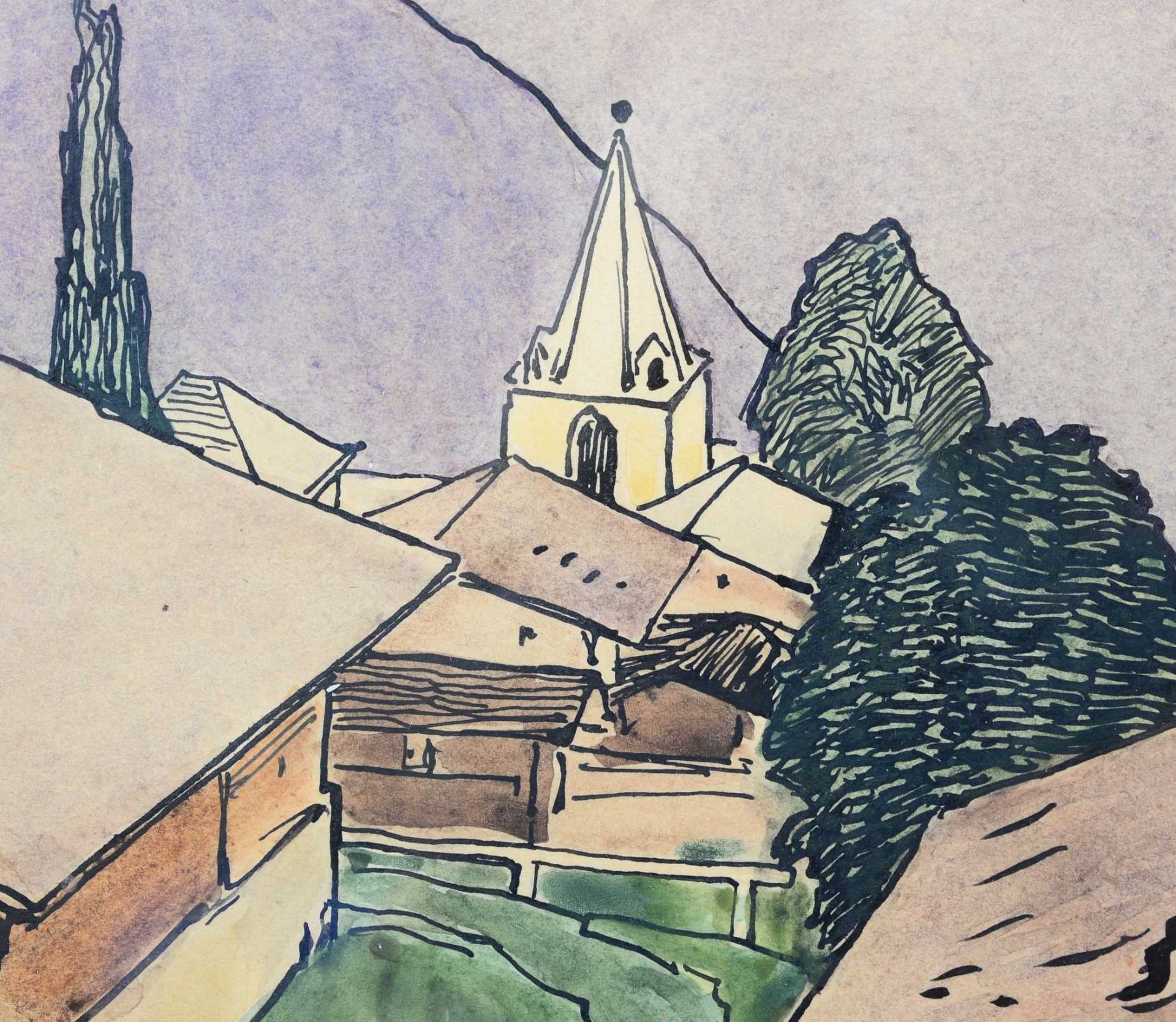BIÉLER, ERNESTRolle 1863 - 1948 LausanneLe chevrier.Aquarell und Tusche auf Papier, sig. u.r., - Bild 7 aus 9