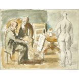 GIMMI, WILHELMZürich 1886 - 1965 ChexbresLe peintre et son modèle.Aquarell über Bleistift,sig. u.