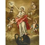 ITALIEN, 17./18. JH.Maria immaculata.Öl auf Leinwand, doubliert,76,5x59 cm- - -22.00 % buyer's