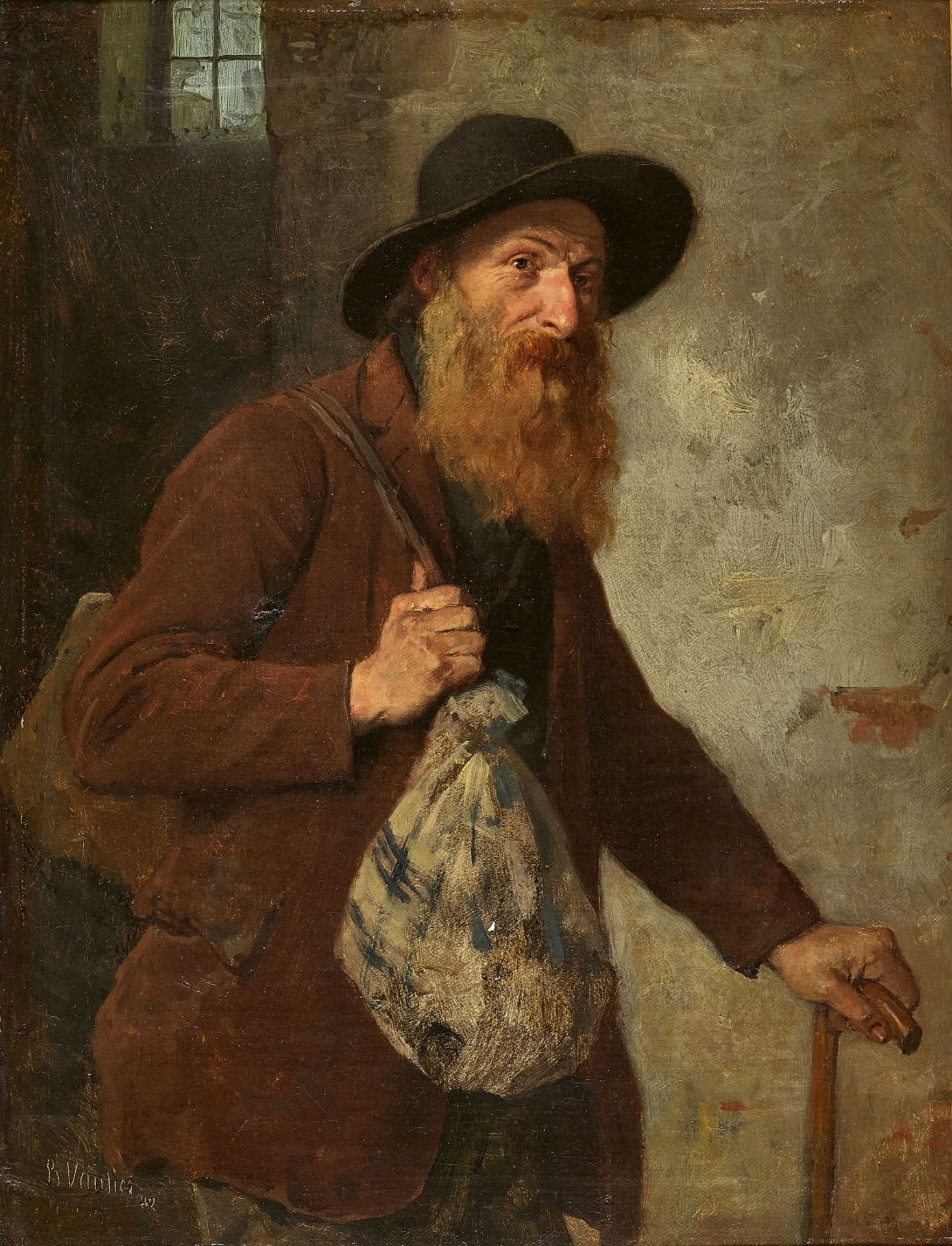 VAUTIER, BENJAMIN IMorges 1829 - 1898 DüsseldorfDer Bettler.Öl auf Leinwand,sig. u. dat. (18)82 u.