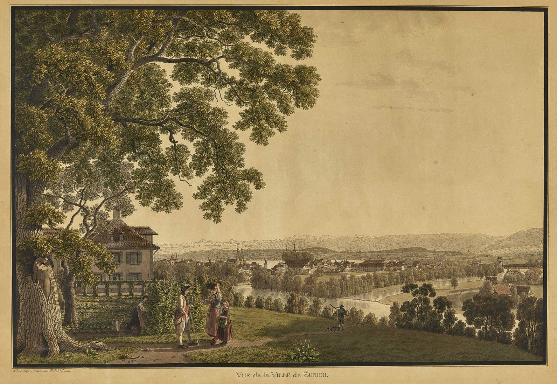BIEDERMANN, JOHANN JAKOBWinterthur 1763 - 1830 AussersihlVue de la Ville de Zurich.