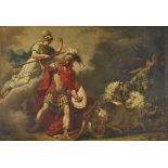 FRANKREICH, 19. JH.Athena und Diomedes im Trojanischen Krieg.Öl auf Leinwand, doubliert,68x100,5 cm-