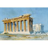 LANZA, STEFANOS1861 Athen 1933Der Poseidontempel am griechischen Kap Sounion.Aquarell,sig. u.l.,