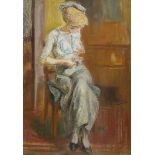 VAUTIER, OTTODüsseldorf 1863 - 1919 GenèveInterieur mit sitzender junger Frau.Pastell,sig. M.r.,