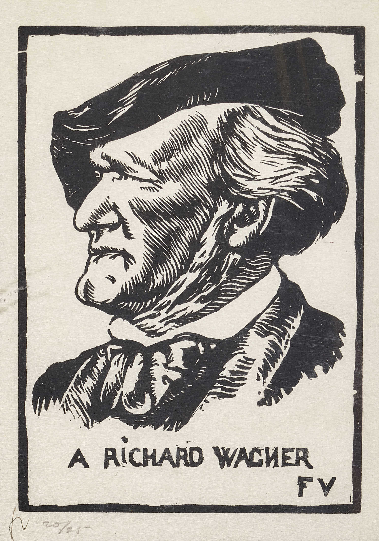 VALLOTTON, FÉLIXLausanne 1865 - 1925 Neuilly-sur-SeineA Richard Wagner.Holzschnitt,im Stock mgr. u.