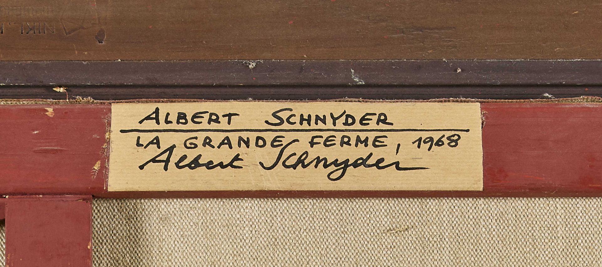 SCHNYDER, ALBERT1898 Delémont 1989La Grande Ferme.Öl auf Leinwand,verso a. Künstler-Etikett sig., - Bild 4 aus 4