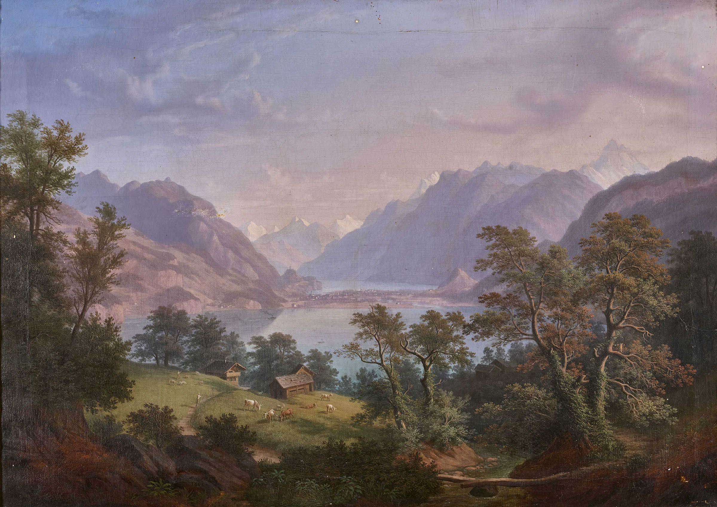 WINTERLIN, ANTONDegerfelden 1805 - 1894 BaselBlick auf den Thunersee mit Interlaken und