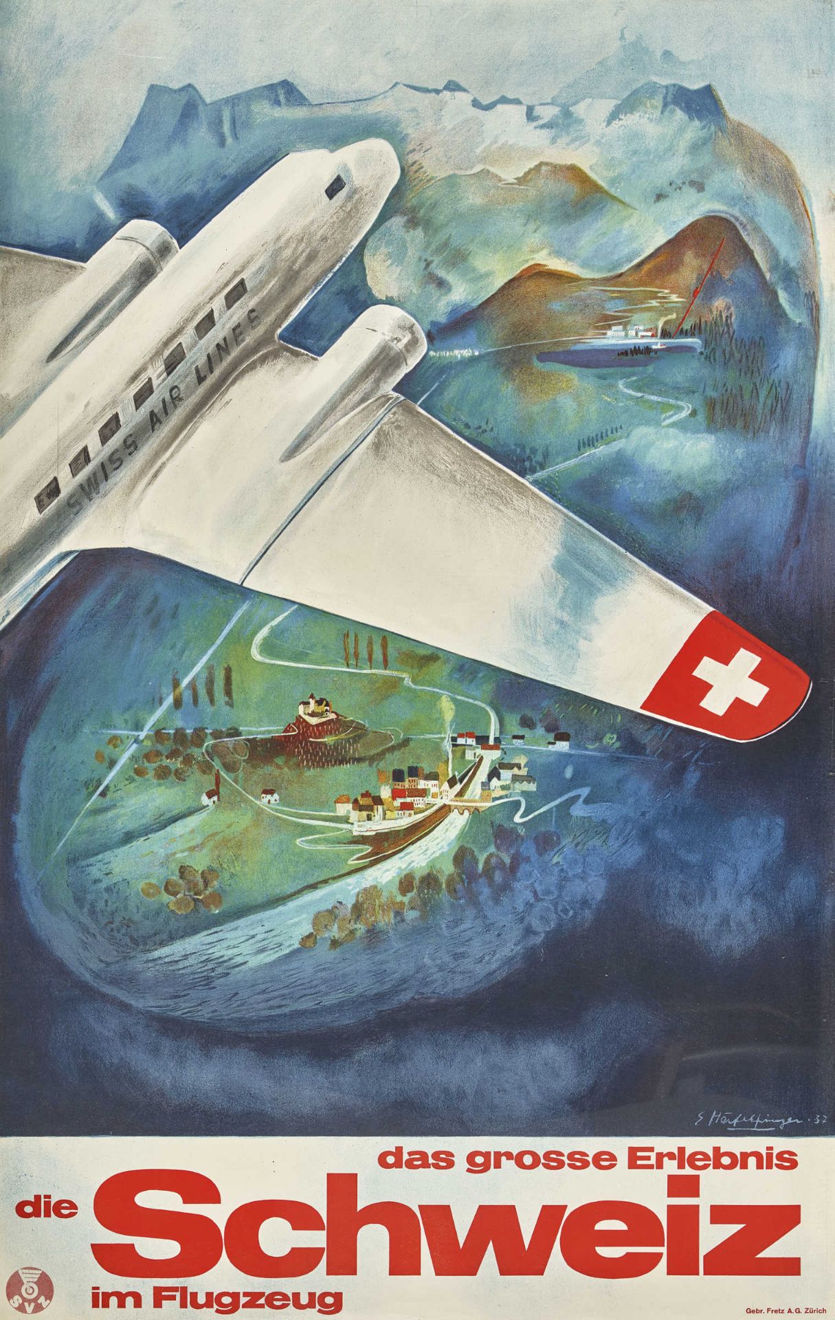 HÄFELFINGER, EUGEN (GEN. TSCHEMS)Sissach 1898 - 1979 ZürichDie Schweiz im Flugzeug das grosse