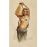 BINDER, TONYWien 1868 - 1944 NördlingenOrientalische Wasserträgerin.Aquarell,sig. u. dat. 1929 u.r.,