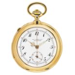 PATEK PHILIPPEOpen-face pocket watch with three horological complications.Manufacturer/Manufaktur: