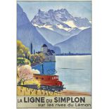 CARDINAUX, EMIL1877 Bern 1936La Ligne du Simplon sur les rives du Léman.Farblithografie,im Stein