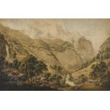 LORY, GABRIEL (GEN. LORY FILS)1784 Bern 1846Lauterbrunnental mit Jungfrau.Aquarell über Bleistift,